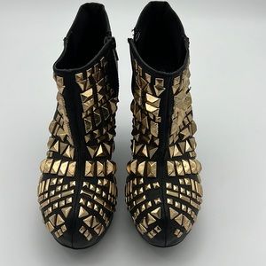 Privileged Black with Gold Studs Wedge Platform Shoes!